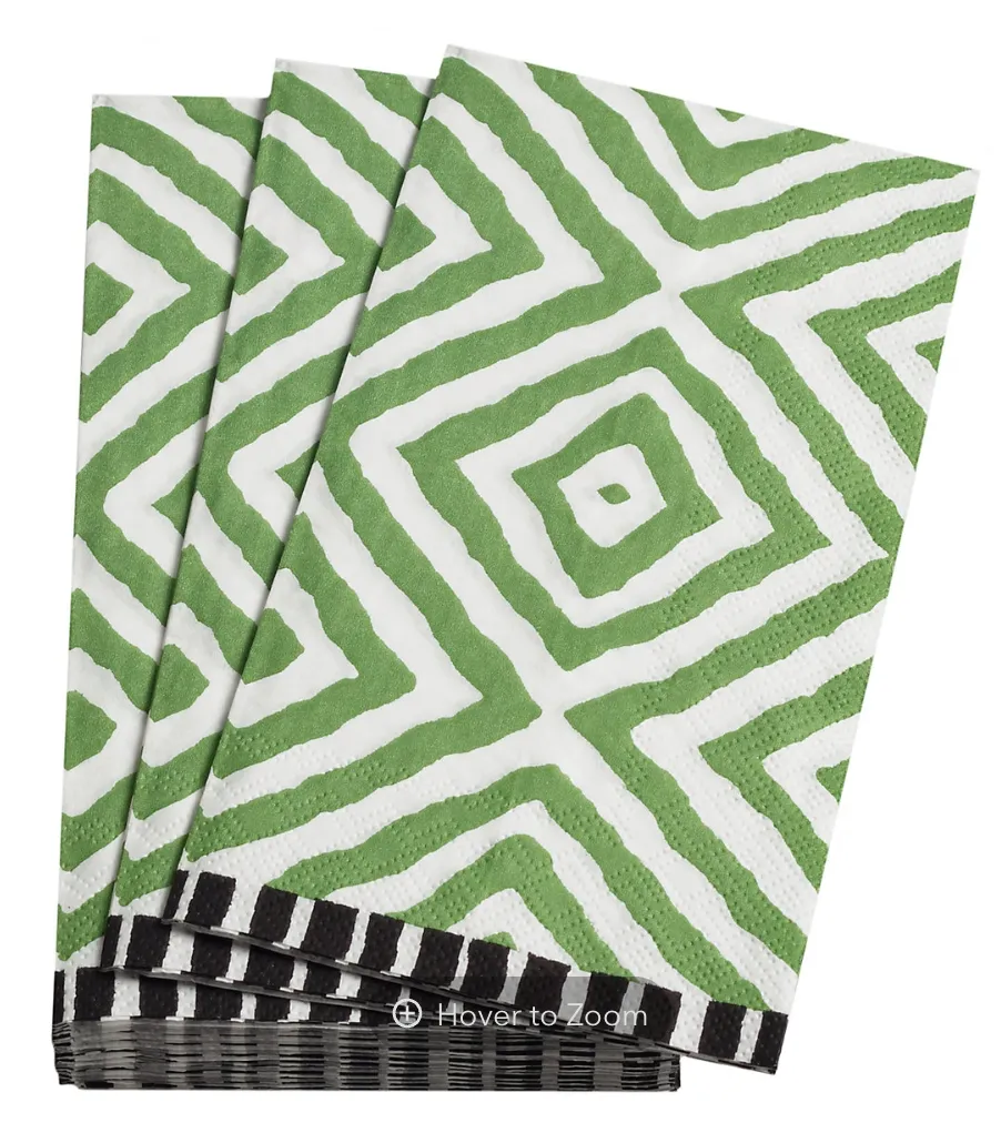 Annie Selke Arrows/Green- Cocktail or Guest Towels