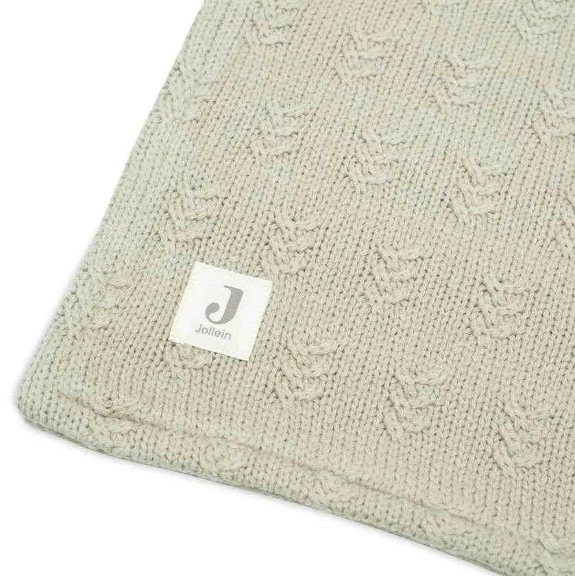 Baby Blanket Knit Olive Green/Velvet with Grain Pattern (150cm X 100cm)