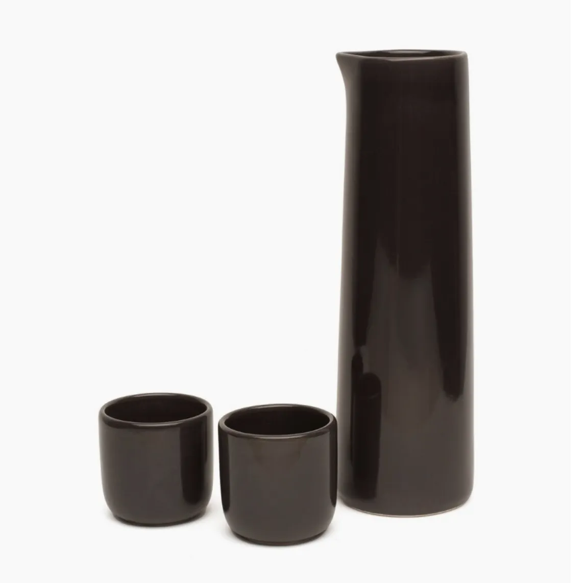 Black Ceramic Carafe & Cups