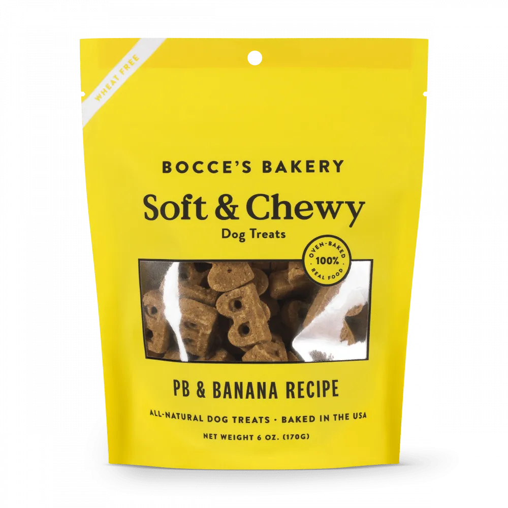 Bocce's Bakery Soft & Chewy Peanut Butter & Banana Recipe Dog Treats