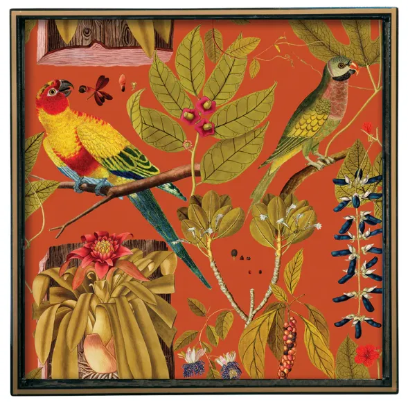 Botanist Journal 15" Square Lacquer Art Serving Tray