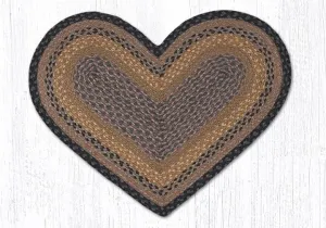 Brown, Black, and Charcoal Braided Rug - Heart