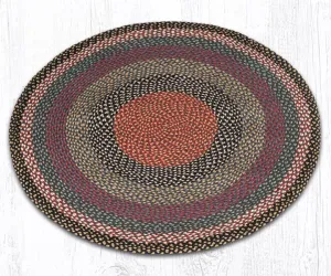 Burgundy, Blue, and Gray Round Braided Rug