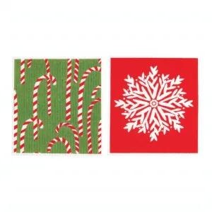 Candy Canes Eco-Friendly blu Sponge Cloth- Set of 2