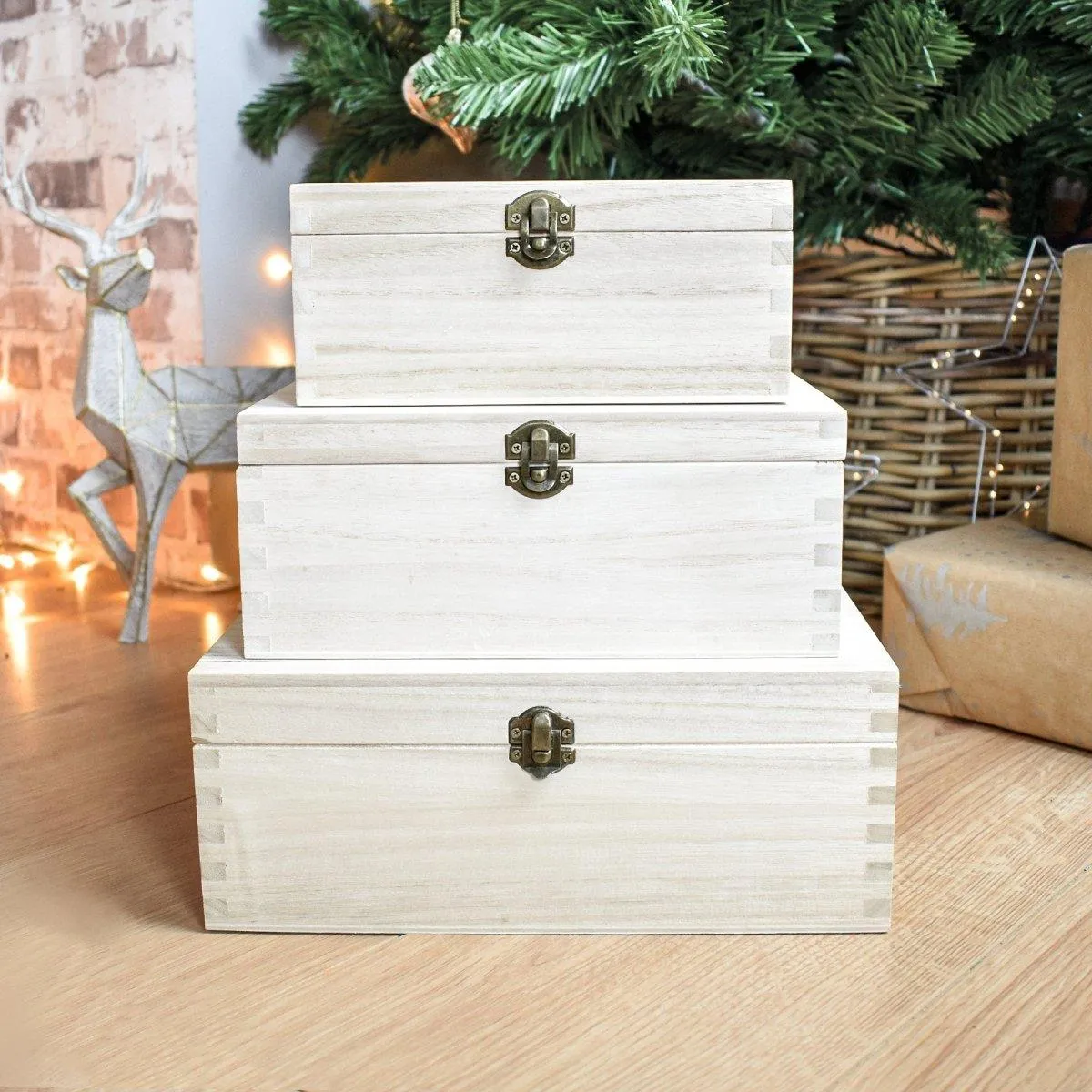 Custom Engraved Wooden Christmas Eve Box for Children