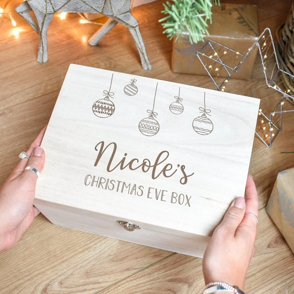 Custom Engraved Wooden Christmas Eve Box for Children