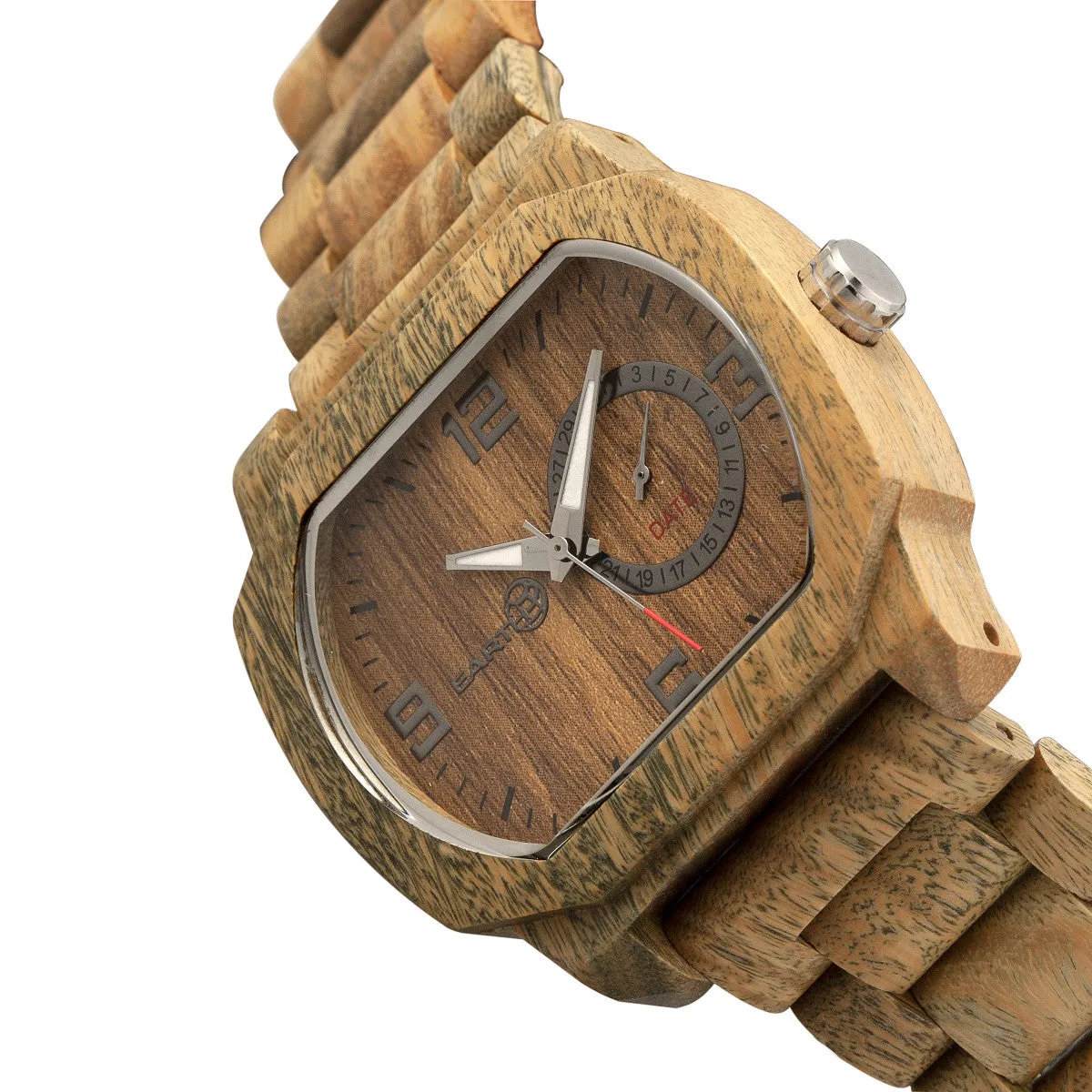 Earth Wood Scaly Bracelet Watch w/Date - Olive