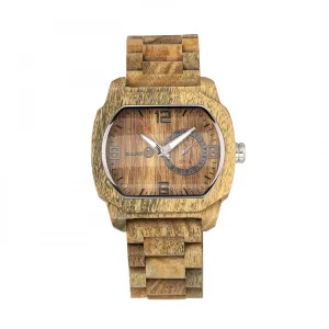 Earth Wood Scaly Bracelet Watch w/Date - Olive