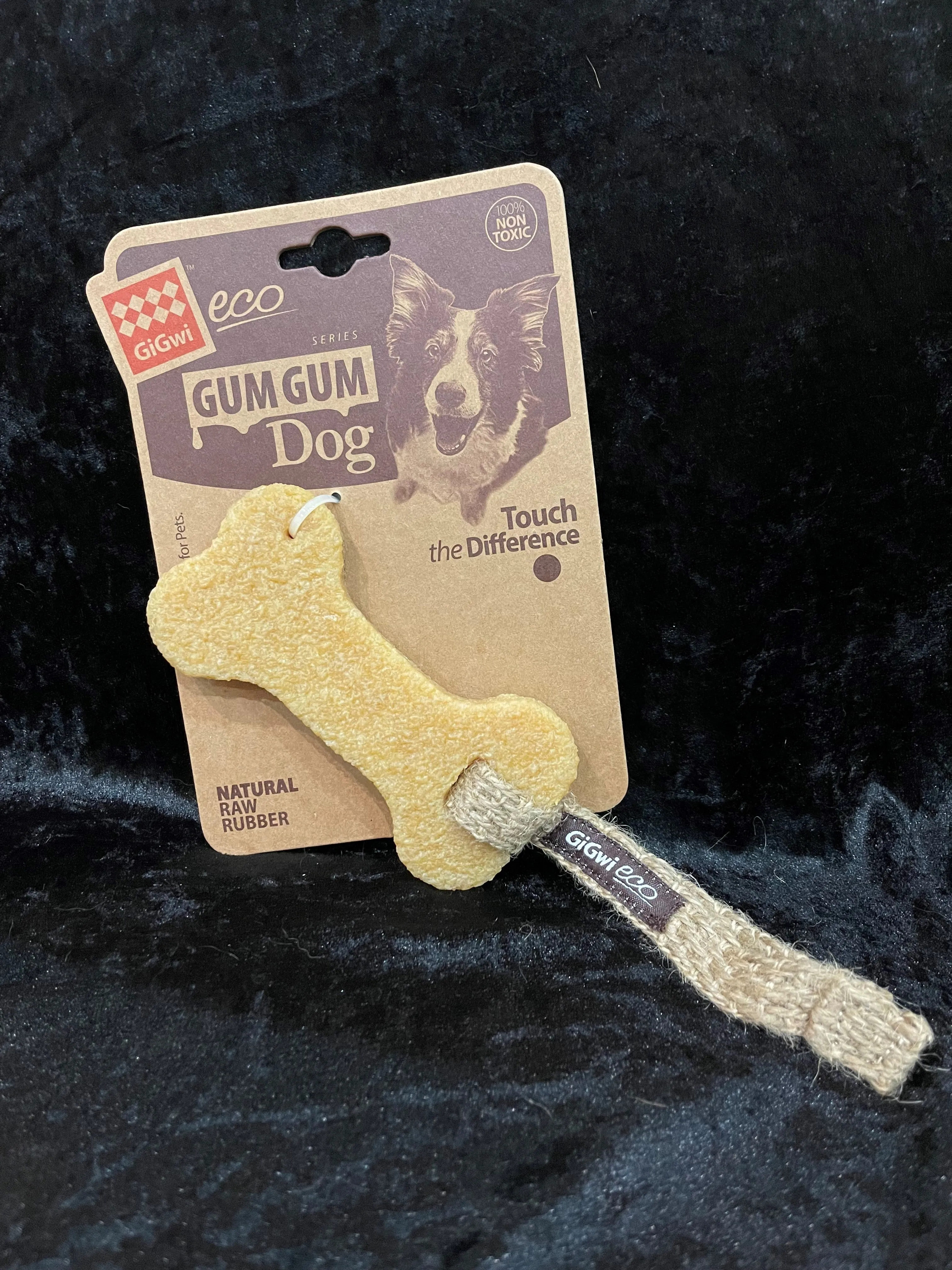 Eco gum gum natural dog chew wth cotton strap - dog toy