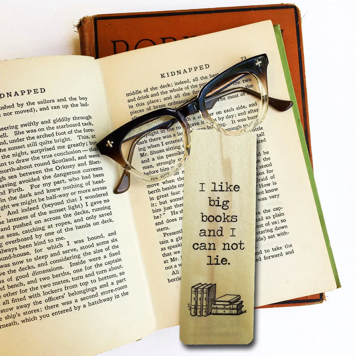 I Like Big Books Wood Bookmark