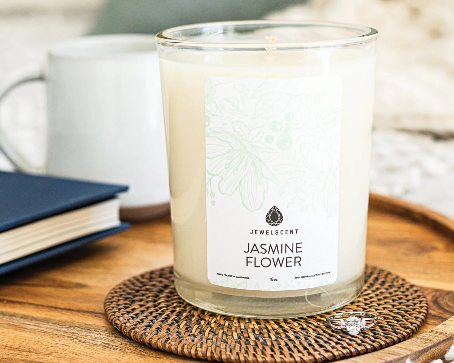 Jasmine Flower 18oz Home Jewelry Candle