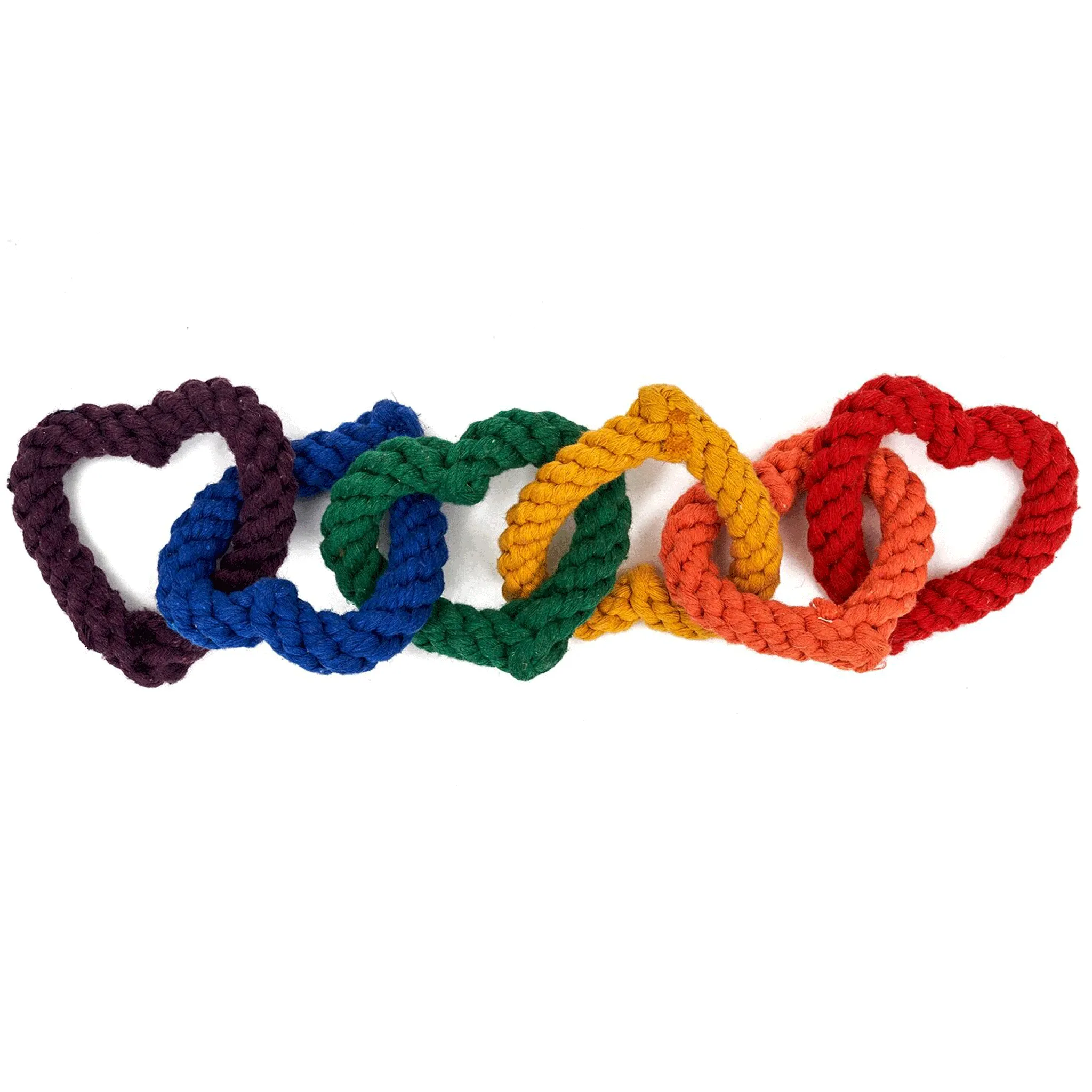 Jax & Bones 6 Chain Rainbow Heart Rope Dog Toy