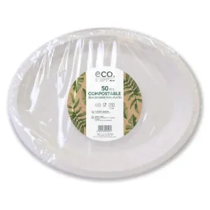 Jena Eco 50 Compostable 32cm Bagasse Oval Plates