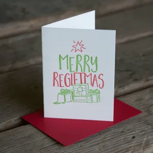 Merry Regiftmas holiday card, letterpress printed, eco friendly