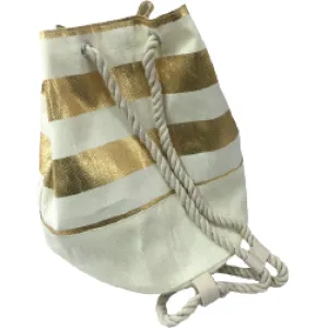 Metallic Gold Striped Eco-Friendly Bucket Bag