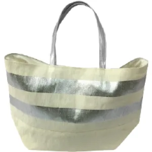 Metallic Silver Striped Eco-Friendly Tote