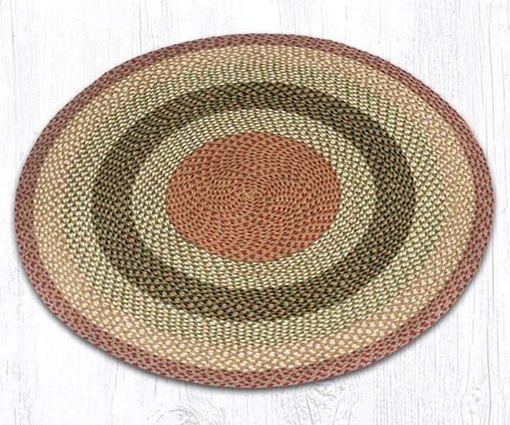 Olive, Burgundy, and Gray Round Braided Rug