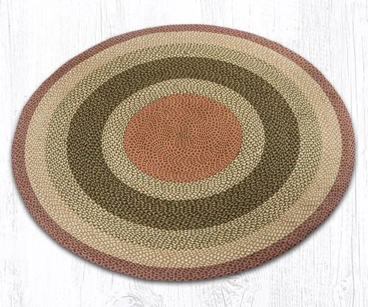 Olive, Burgundy, and Gray Round Braided Rug