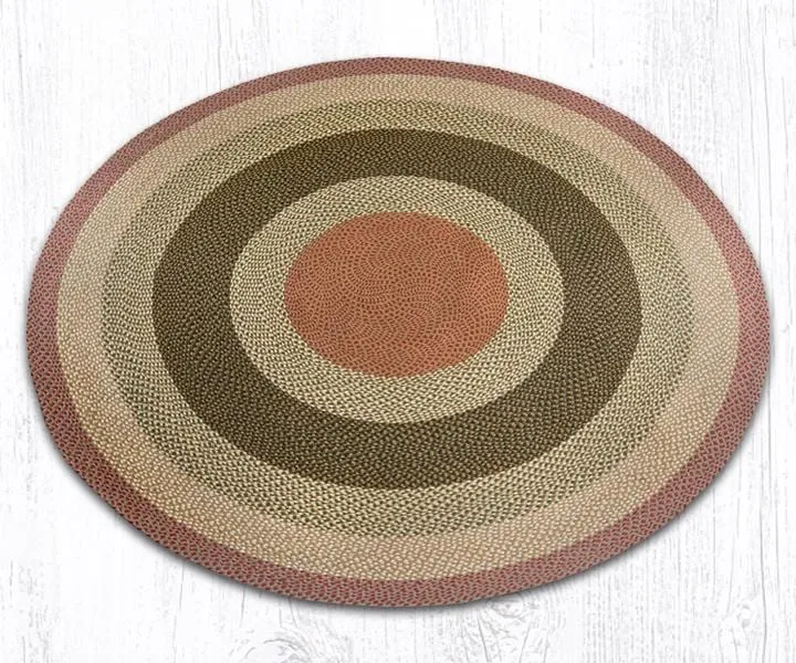 Olive, Burgundy, and Gray Round Braided Rug