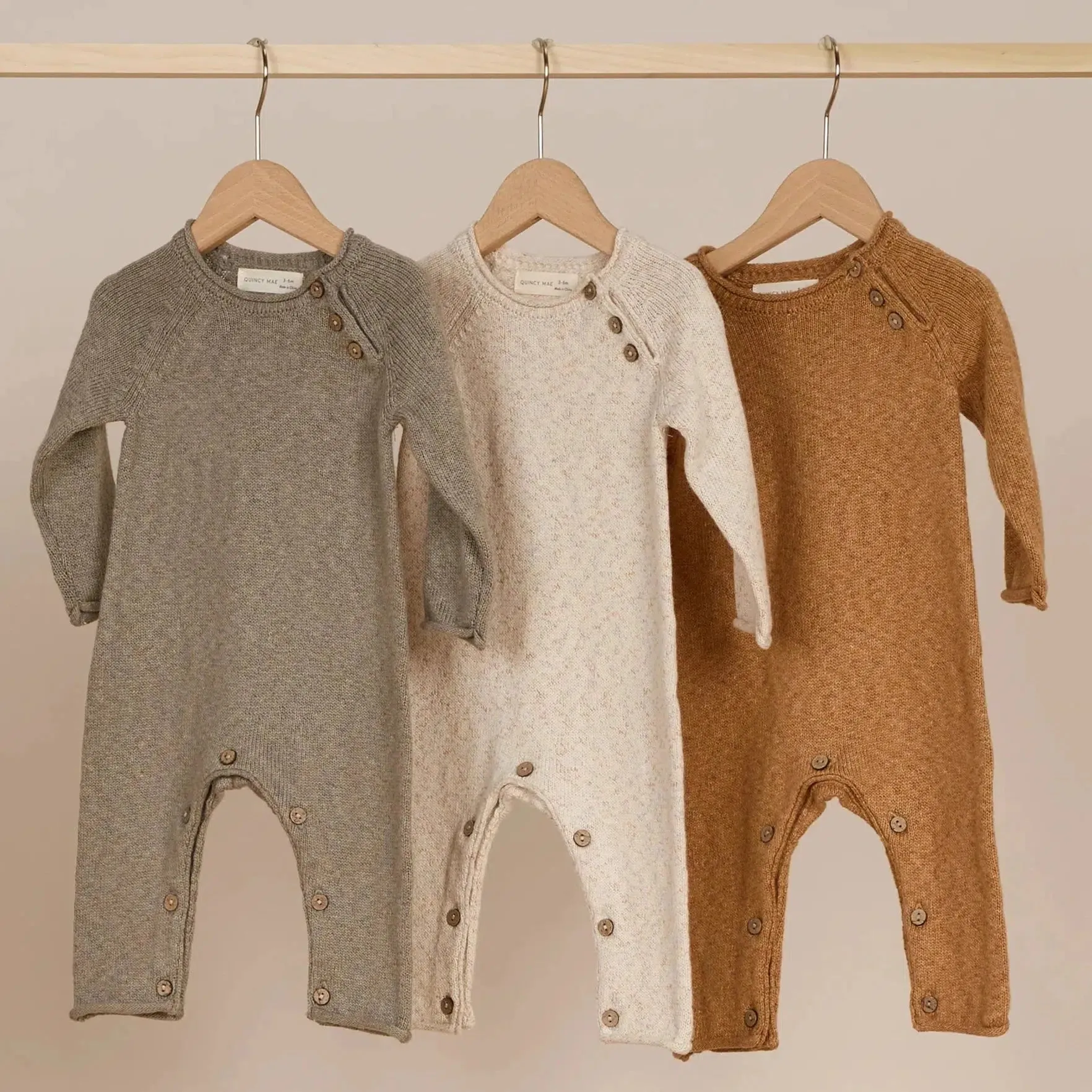 Quincy Mae - Organic Knit Jumpsuit - Speckled Natural