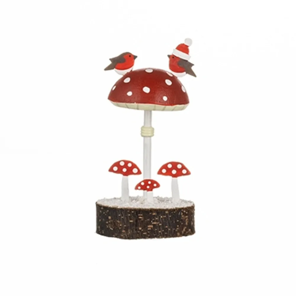 Shoeless Joe 8.5cm Robins on a Toadstool On Log Base