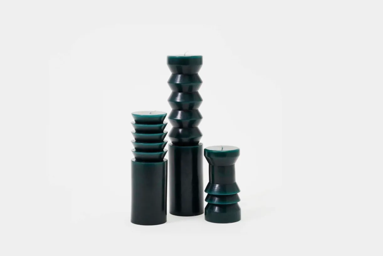 Tall Forest Green Totem Candle