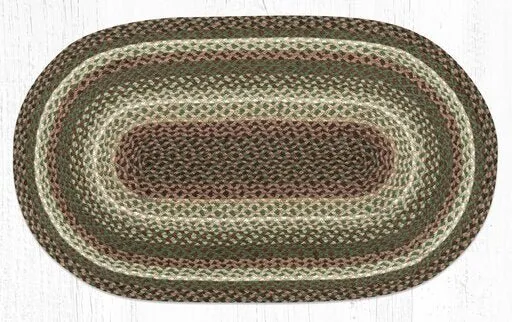 Taupe, Dark Brown, & Cactus Braided Rug - Oval