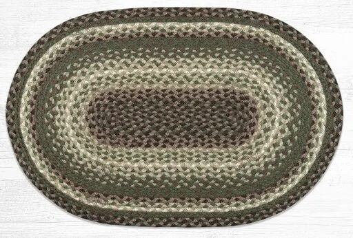 Taupe, Dark Brown, & Cactus Braided Rug - Oval