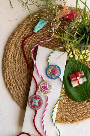 The Bouquets Embroidered Rakhi - Set of 3