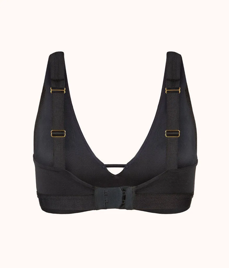 The Eco Deep V Bralette: Jet Black