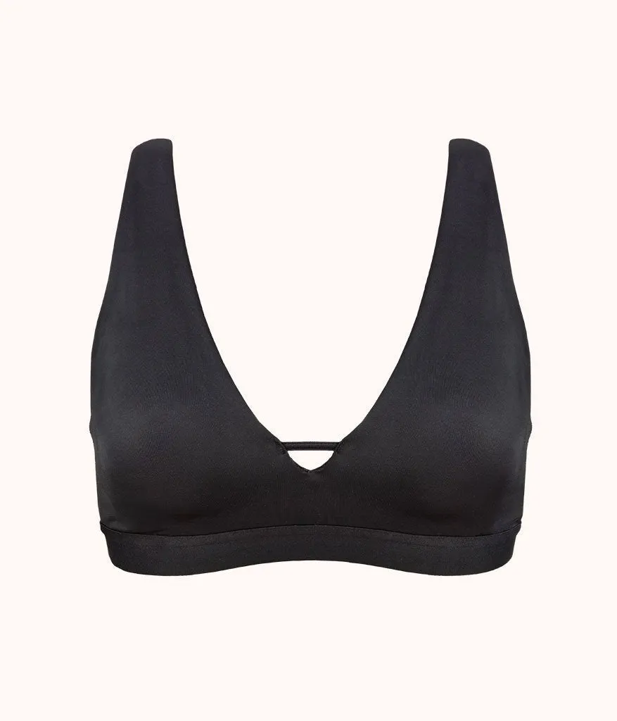 The Eco Deep V Bralette: Jet Black