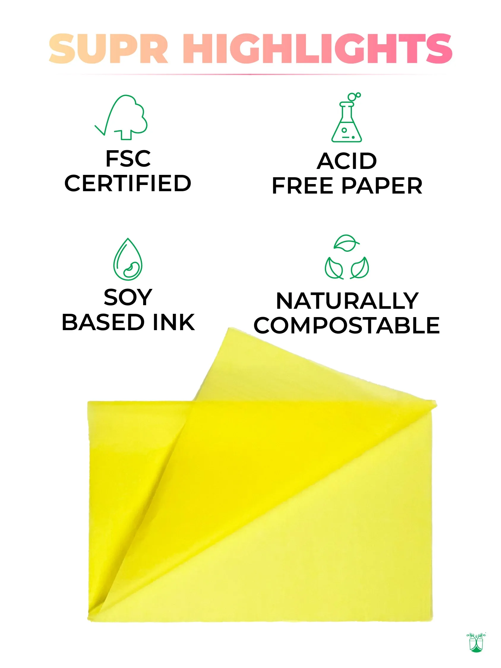 Tissue Paper (Yellow). Acid-Free & Sustainable Wrapping Paper.