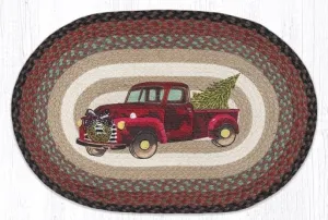 Vintage Red Christmas Truck Rug