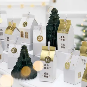 White & Gold Christmas Advent Calendar Houses