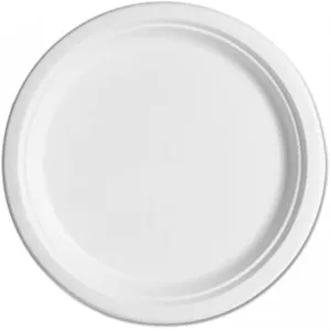 White Sugarcane Plate 180mm 10pk