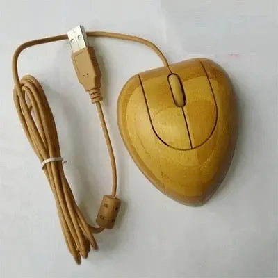 Wired Multimedia Bamboo Mouse Healthy Eco Friendly Heart Shape Unique BKM04